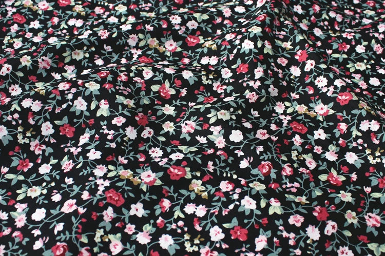 140x50cm Pastoral Floral Plain Cotton Sewing Fabric DIY Children's Wear Cloth Make Bedding Quilt Decoration Home 170g/m