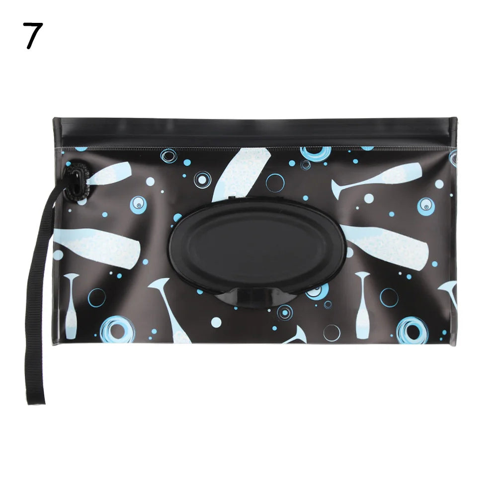 Snap Strap Portable Baby Wet Wipes Bag Tissue Box Container Eco-friendly Easy-carry Clamshell Cosmetic Cleaning Cases 24*13.5cm