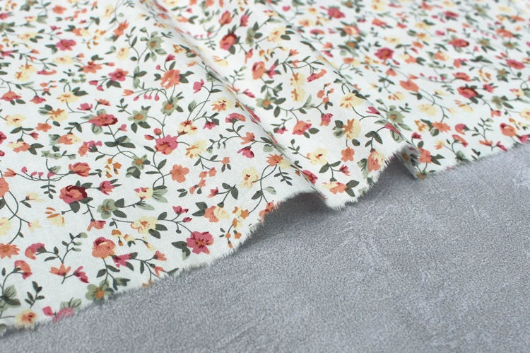 140x50cm Pastoral Floral Plain Cotton Sewing Fabric DIY Children's Wear Cloth Make Bedding Quilt Decoration Home 170g/m