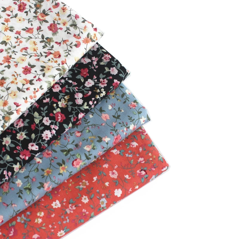 140x50cm Pastoral Floral Plain Cotton Sewing Fabric DIY Children's Wear Cloth Make Bedding Quilt Decoration Home 170g/m