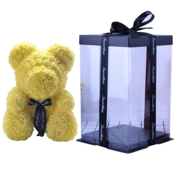 High Quality 40cm Artificial Roses Foam bear with gift box flower teddy Bear Gift for Valentine day mother's day gift