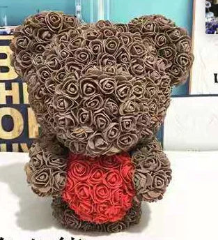 High Quality 40cm Artificial Roses Foam bear with gift box flower teddy Bear Gift for Valentine day mother's day gift