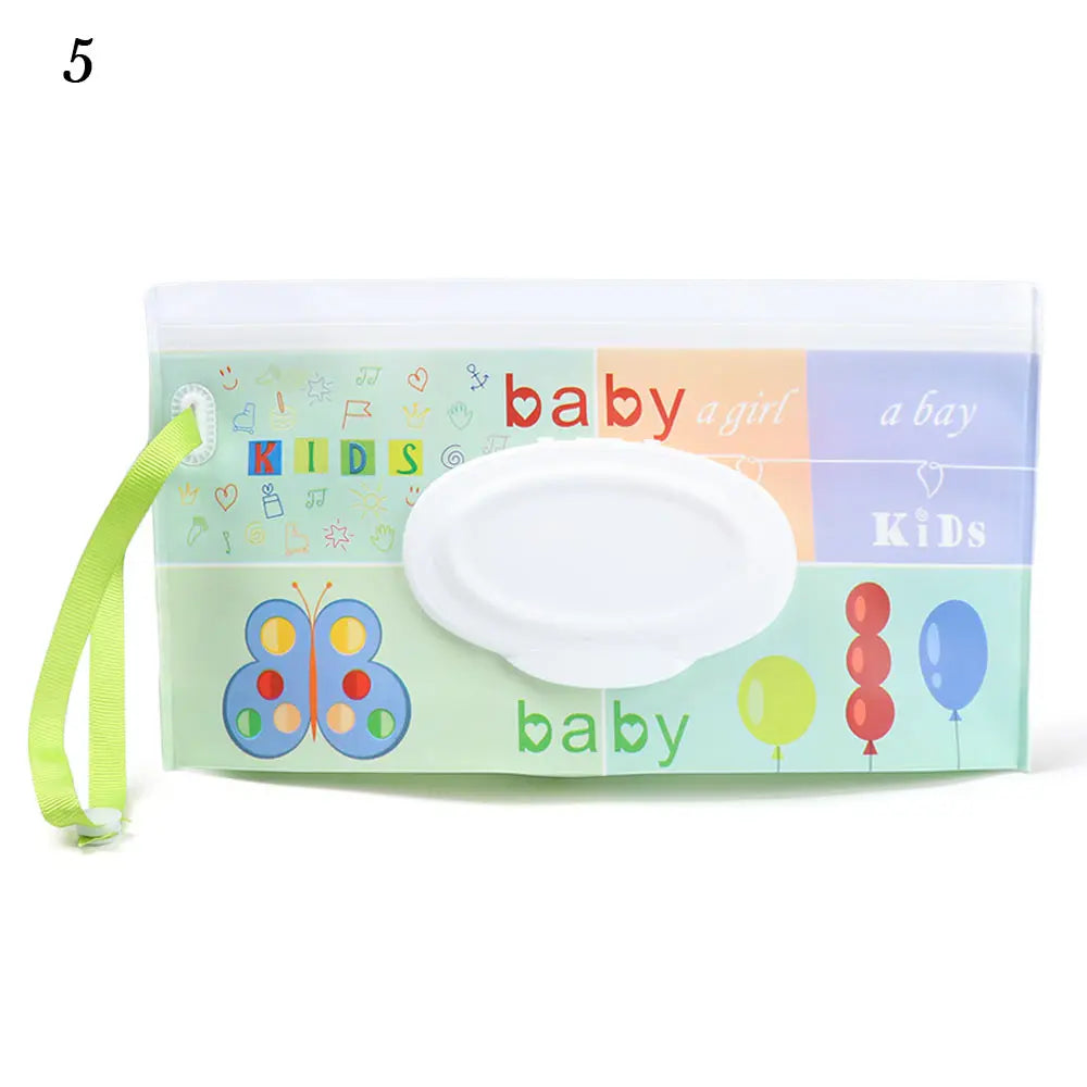 Snap Strap Portable Baby Wet Wipes Bag Tissue Box Container Eco-friendly Easy-carry Clamshell Cosmetic Cleaning Cases 24*13.5cm