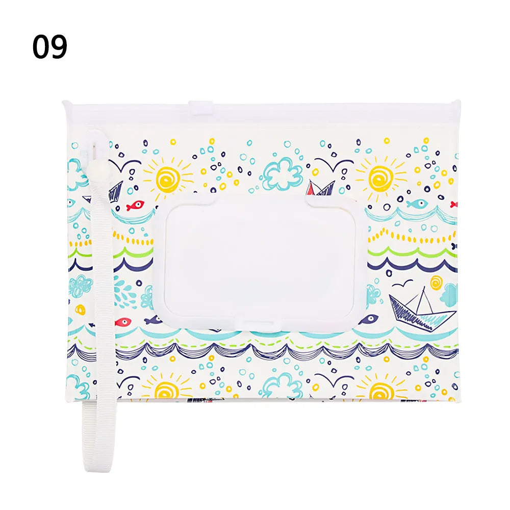 Snap Strap Portable Baby Wet Wipes Bag Tissue Box Container Eco-friendly Easy-carry Clamshell Cosmetic Cleaning Cases 24*13.5cm