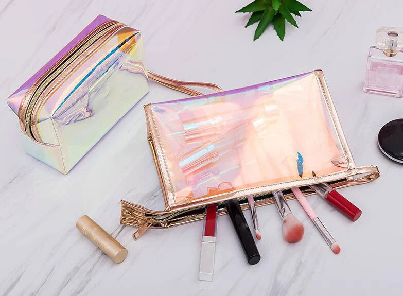 Makeup Bags Transparent Pretty Fashion Laser Travel Cosmetic Bag Toiletry Brush Bags Organizer Necessary Case Wash Make Up Box