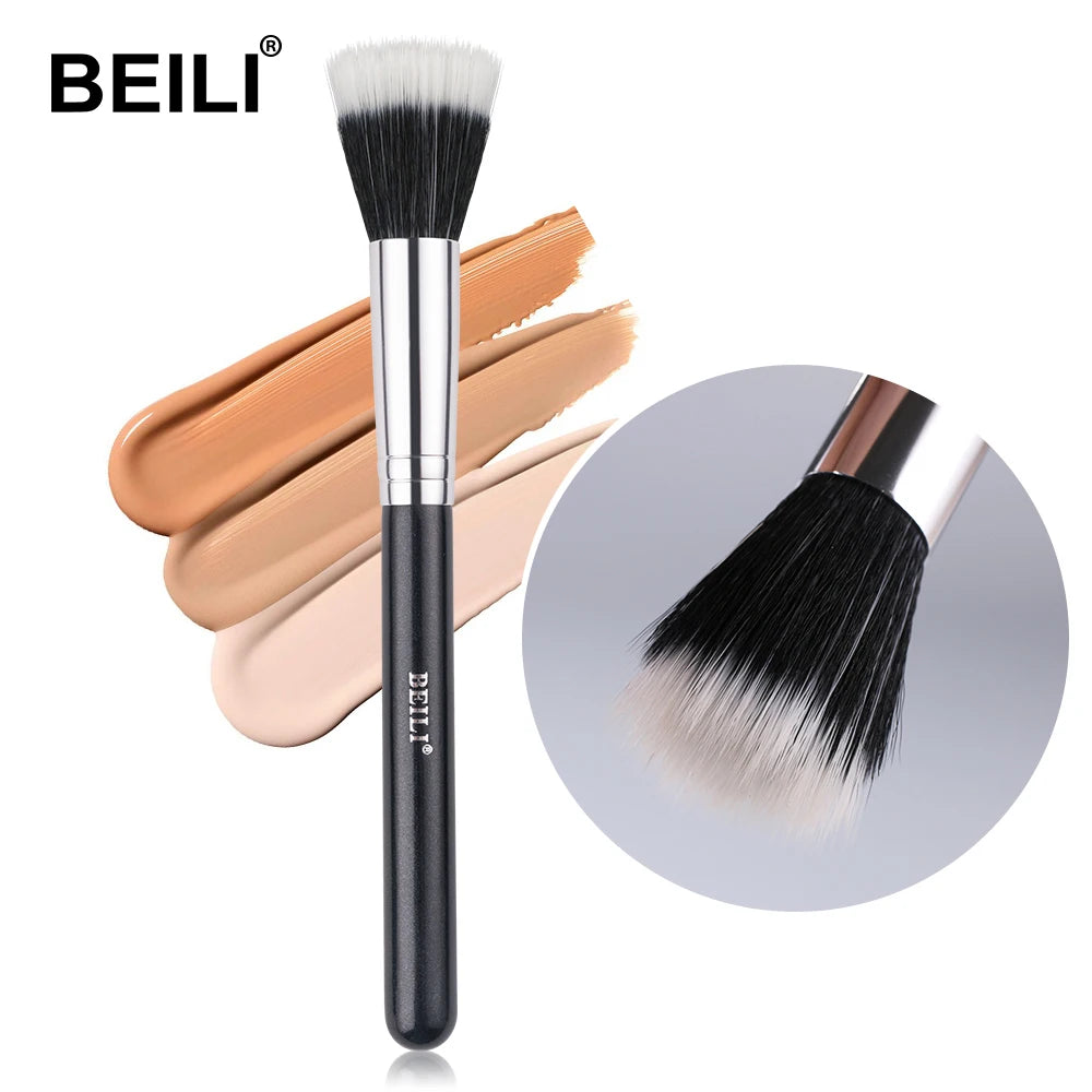 BEILI Black Big Powder Makeup Brushes Really Soft Foundation Highlight Single Professional Wool Fiber Brush Beauty Make up Tools