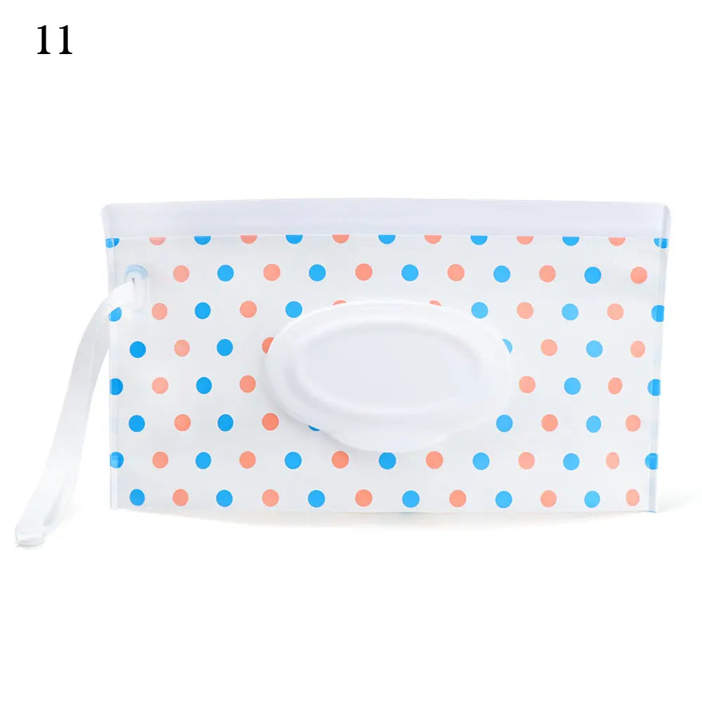 Snap Strap Portable Baby Wet Wipes Bag Tissue Box Container Eco-friendly Easy-carry Clamshell Cosmetic Cleaning Cases 24*13.5cm