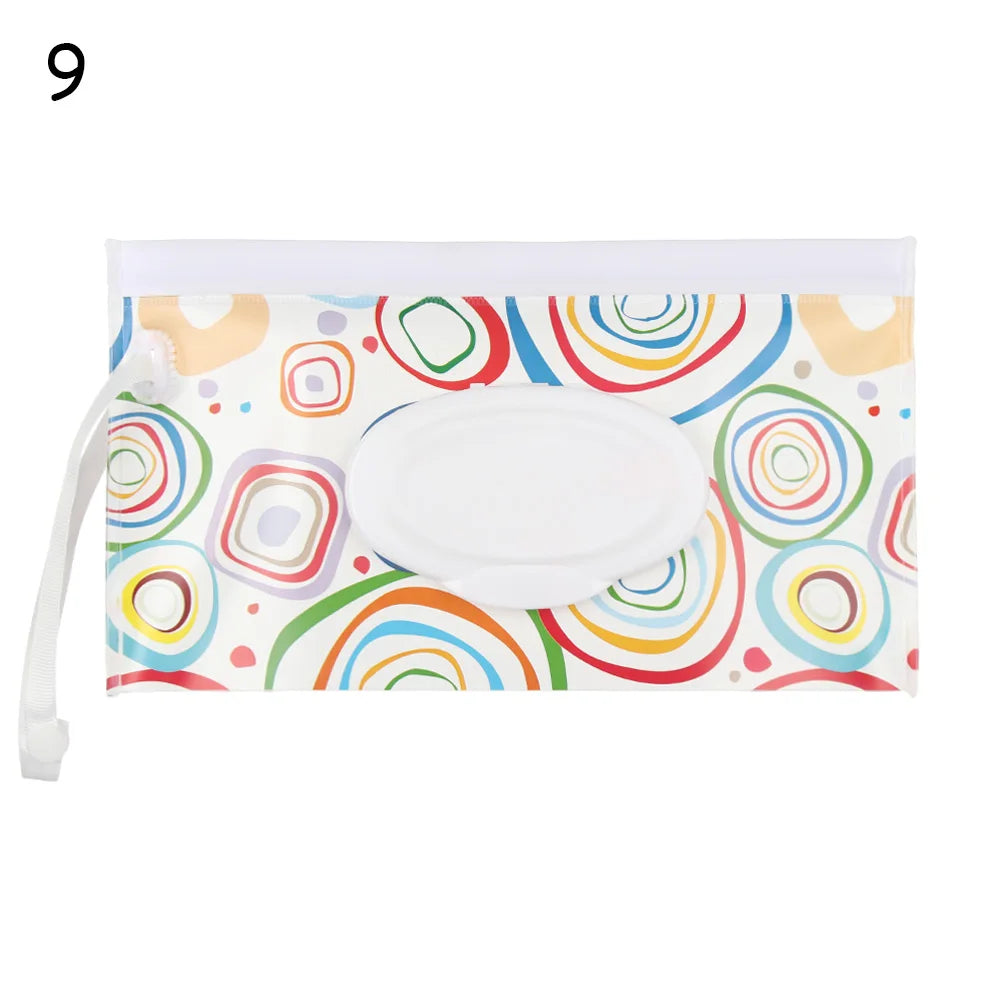 Snap Strap Portable Baby Wet Wipes Bag Tissue Box Container Eco-friendly Easy-carry Clamshell Cosmetic Cleaning Cases 24*13.5cm