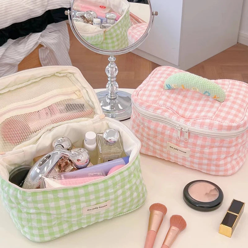 Personality Women Tote Cotton Makeup Bag Portable Large Capacity Travel Organizer Cosmetic Wash Pouch Ladies Make Up Storage Bag