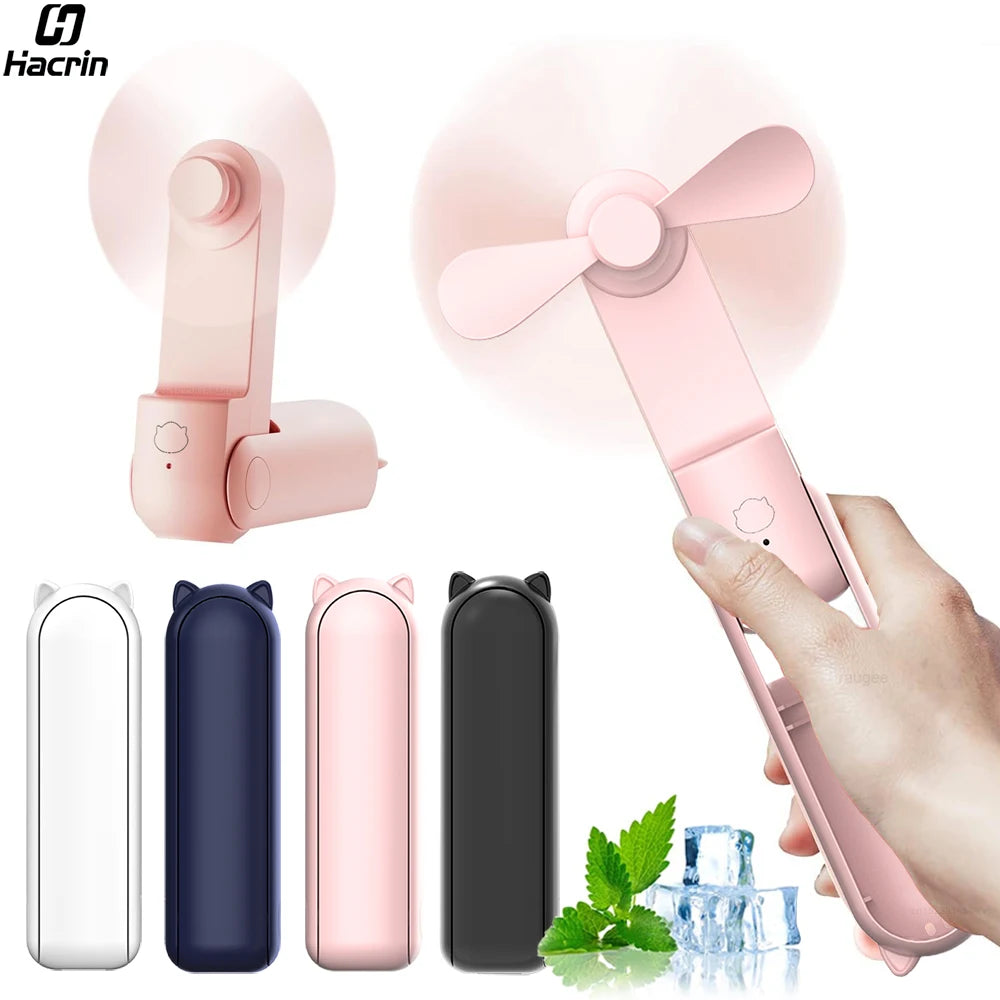 Portable Mini Hand Fan USB Folding Handheld Fan USB Rechargeable Three Speed Adjustable Mini Portable Foldable Hand Fan 2000mAh