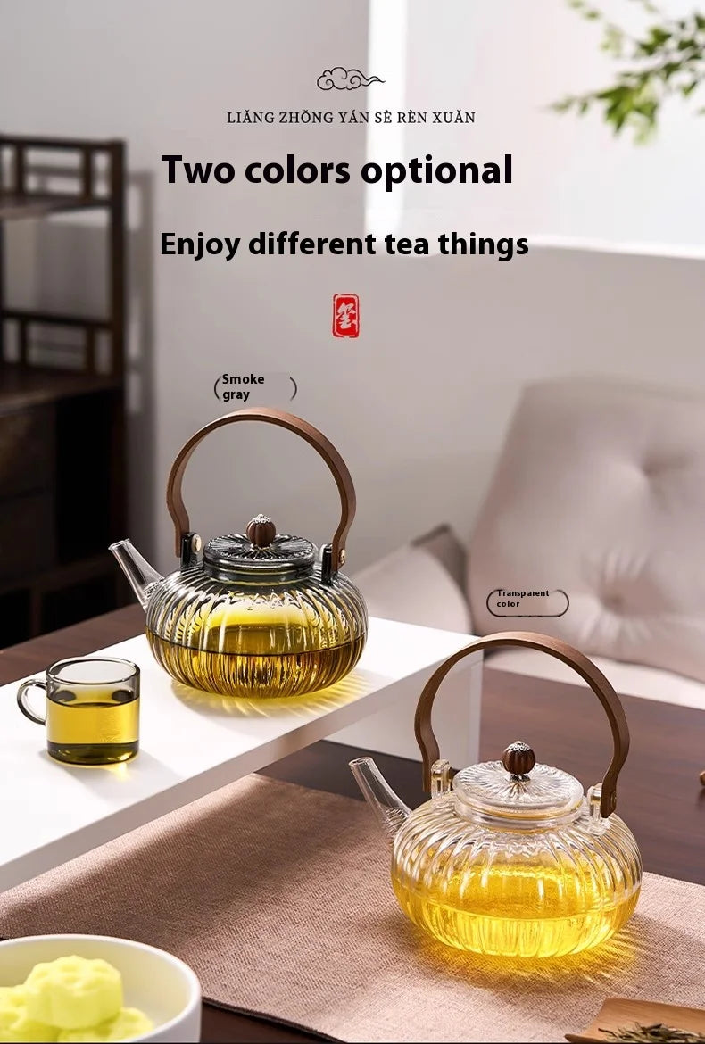 Gianxi Glass Tea Pot With Steaming Boiling Filter Liner Teapot Set Transparent Glass Kettle High Temperature Resistant Teapot