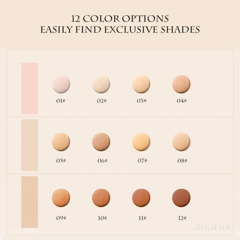 12 Color Matte Foundation Stick Lightweight Makeup Breathable Foundation Cream for Dark Skin Lasting Oil Control Base Make Up