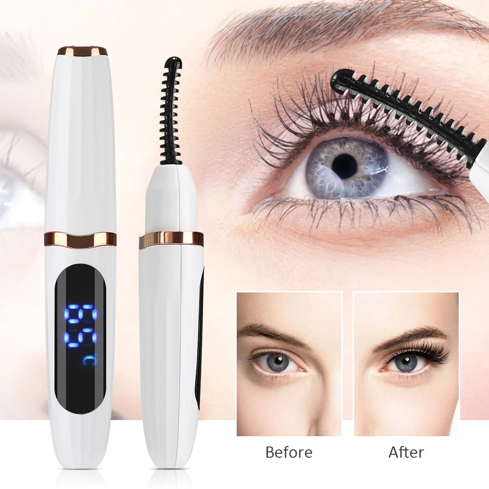 Heated Eyelash Curlers Electric Eyelash Curling Device Rechargeable Fast Heat up Natural Eyelash Curler Long Lasting Makeup Tool