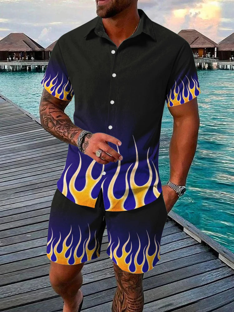 2024 Hawaiian Men's Short-sleeved Shirt And Beach Shorts Set Daily Comfortable Men's Casual Shirt Summer Breathable Men's Shorts