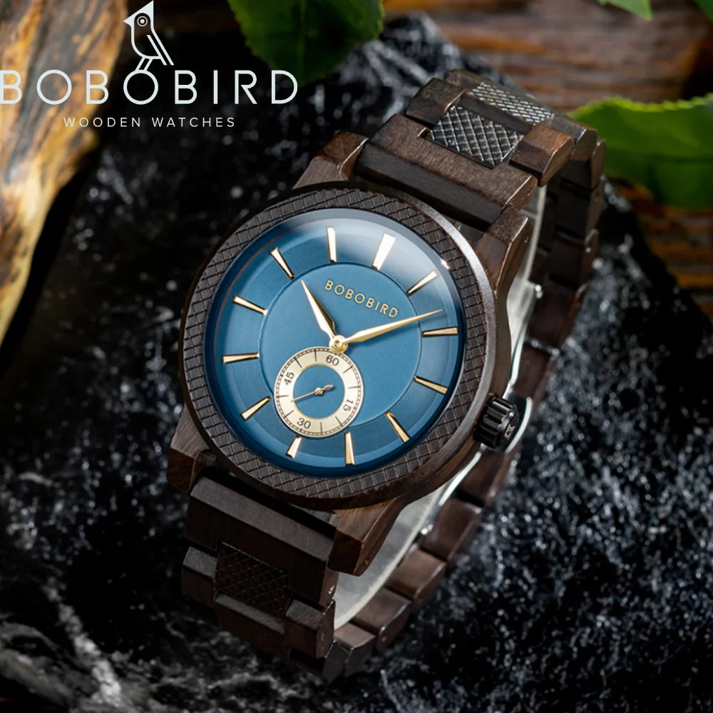 BOBOBIRD Wooden Watch Top Fashion Casual Clock Quartz Wristwatch Engraved Custom Logo Man Watches best man Gift Wood Box