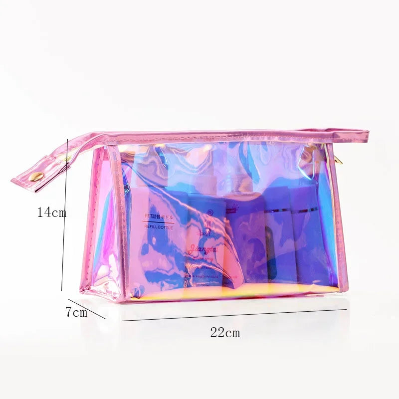 Makeup Bags Transparent Pretty Fashion Laser Travel Cosmetic Bag Toiletry Brush Bags Organizer Necessary Case Wash Make Up Box