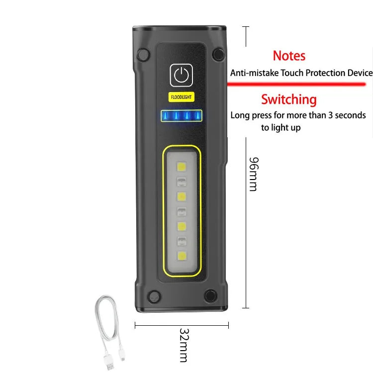 MINI Portable Rechargeable LED Flashlight Outdoor Emergency Service Lamp with Magnetic Powerful Long Range Flashligt for Fishing