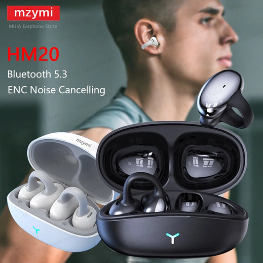 mzymi HM20 New Ear Clip Headset ENC Open Ear Wireless Bluetooth5.3 Headphone Noise Cancelling Earphone With Mic For XIAOMI