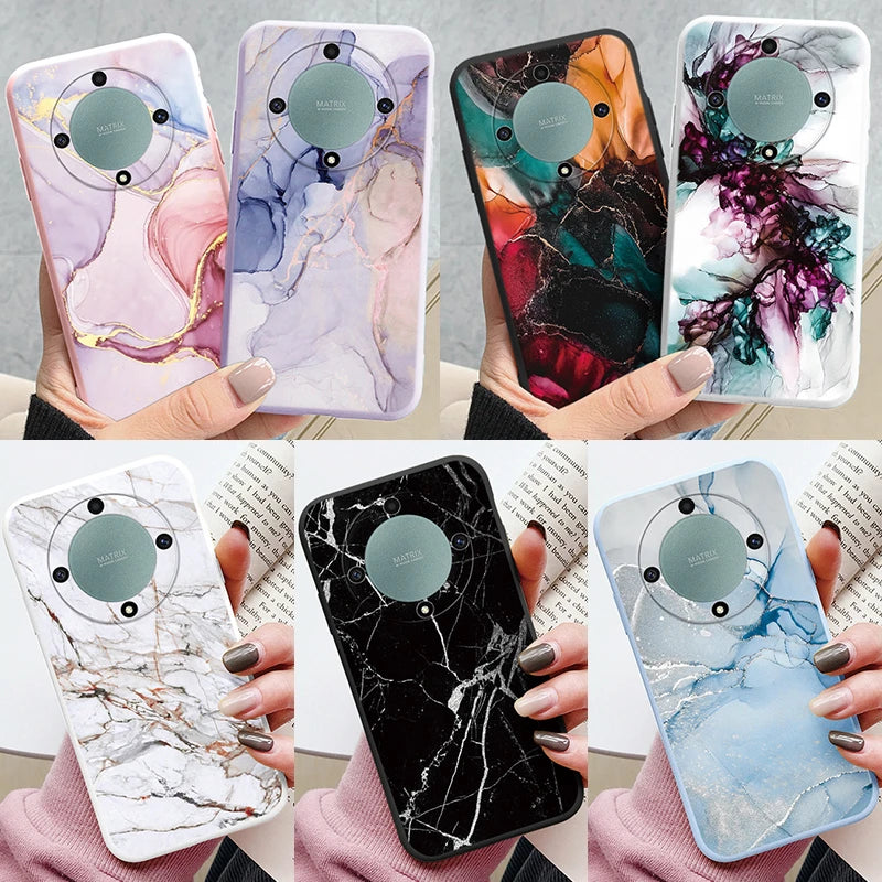 Marble Pattern Case For Honor X9a Magic5 Lite 5G Protective Cover Case Pink Silicon Soft Funda For Honor X9 a Magic 5 Lite Capa