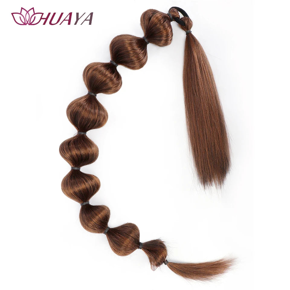 HUAYA Bubble Braid Bubble Ponytail Braid 30inch Wrapped Wigs Hair Ponytail Braid Synthetic Fiber High Temperature Silk Hairpiece