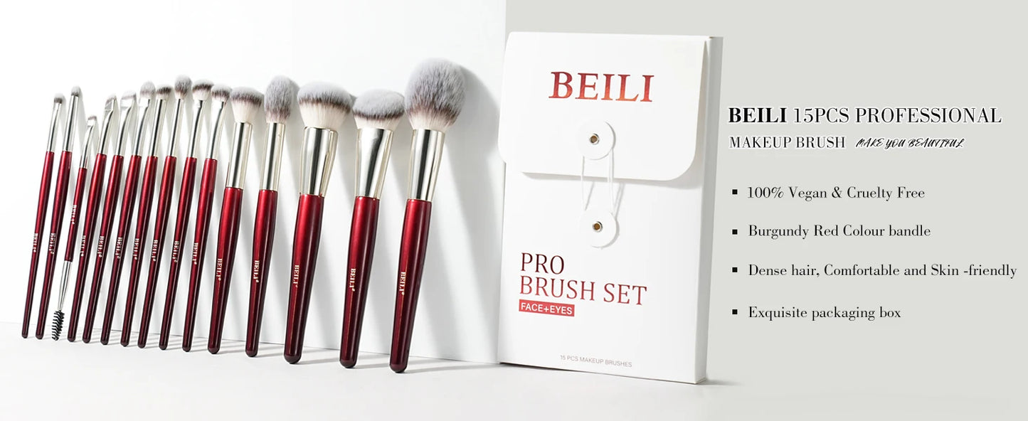 BEILI Pink Makeup Brushes High Quality Powder Foundation Blush Eyeshadow Make Up Brush Set  Natural Hair косметика