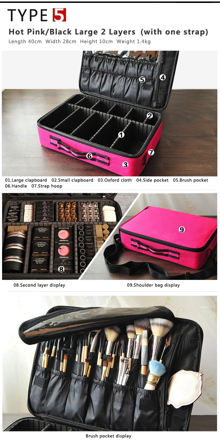 High Quality Make Up Bag Professional Makeup Case Makeup Organizer Bolso Mujer Cosmetic Case Large Capacity Storage Bag