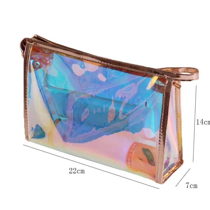 Makeup Bags Transparent Pretty Fashion Laser Travel Cosmetic Bag Toiletry Brush Bags Organizer Necessary Case Wash Make Up Box