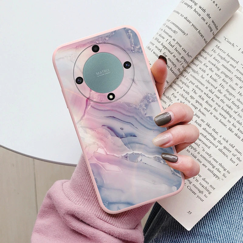 Marble Pattern Case For Honor X9a Magic5 Lite 5G Protective Cover Case Pink Silicon Soft Funda For Honor X9 a Magic 5 Lite Capa