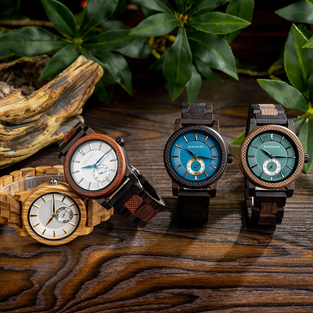 BOBOBIRD Wooden Watch Top Fashion Casual Clock Quartz Wristwatch Engraved Custom Logo Man Watches best man Gift Wood Box