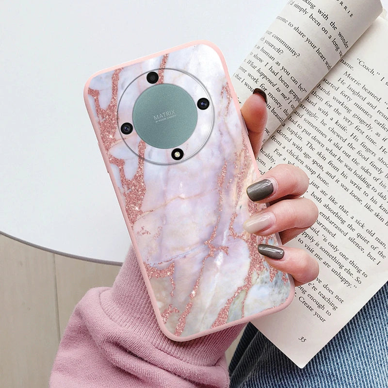 Marble Pattern Case For Honor X9a Magic5 Lite 5G Protective Cover Case Pink Silicon Soft Funda For Honor X9 a Magic 5 Lite Capa