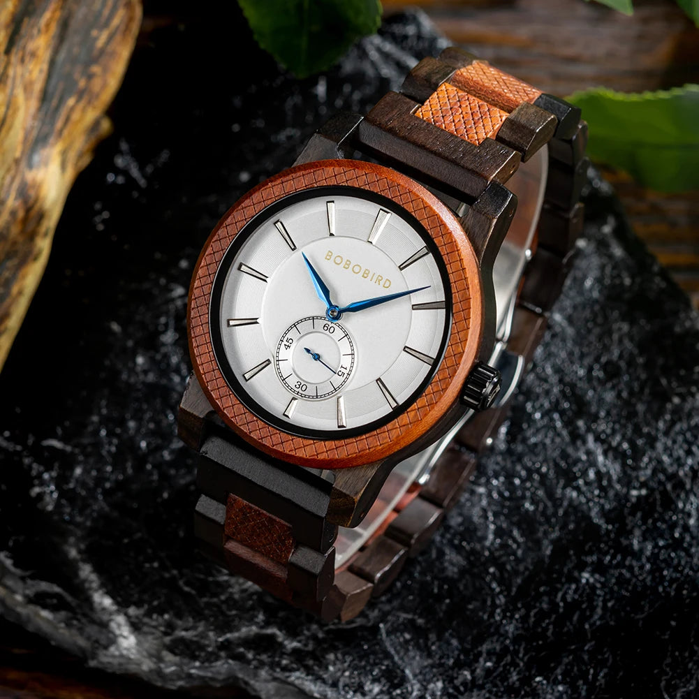 BOBOBIRD Wooden Watch Top Fashion Casual Clock Quartz Wristwatch Engraved Custom Logo Man Watches best man Gift Wood Box