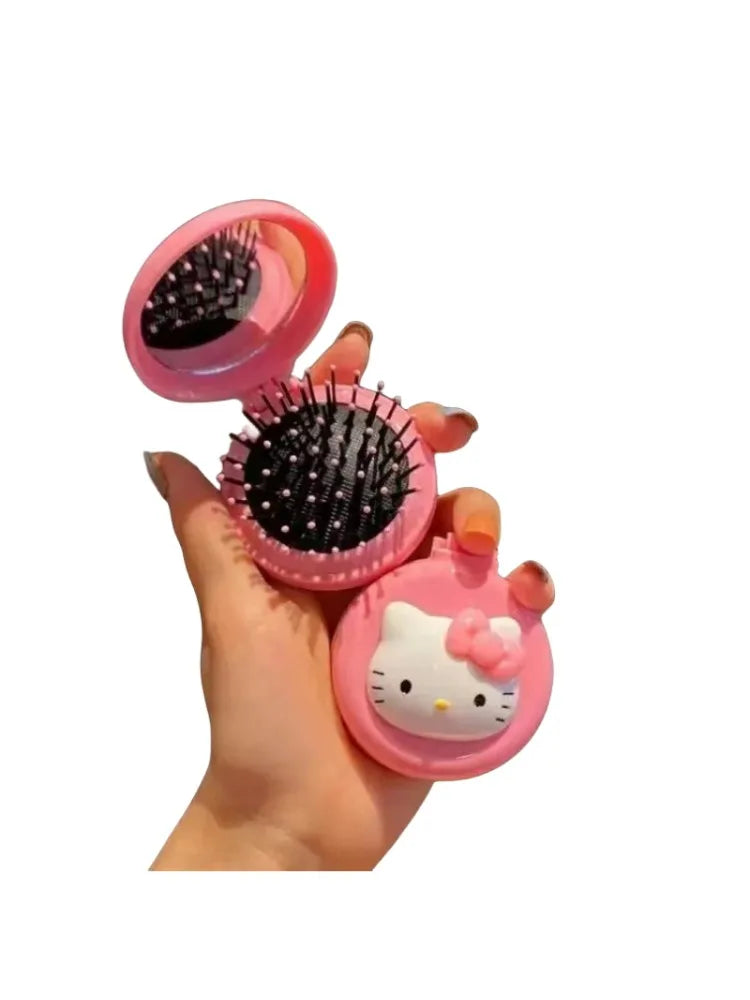 Hello kitty Kuromi My melody cute cartoon foldable comb mirror one-piece creative student portable dormitory make-up mirror