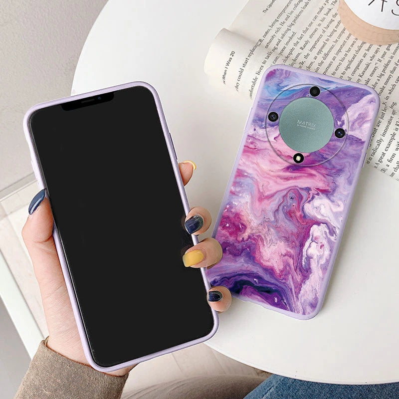 Marble Pattern Case For Honor X9a Magic5 Lite 5G Protective Cover Case Pink Silicon Soft Funda For Honor X9 a Magic 5 Lite Capa