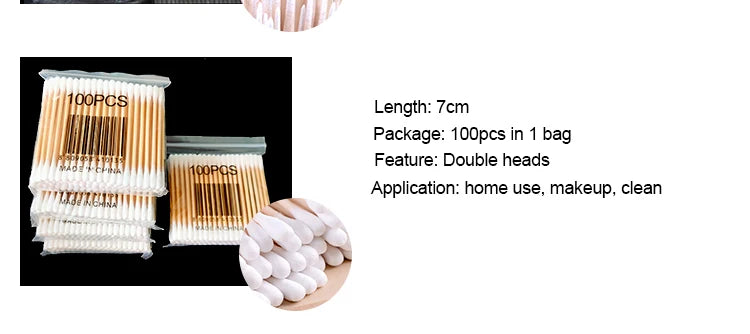 100pcs Per Pack, 5 Packs, Double-ended Cotton Swabs, Baby Cotton Swabs, Ear Cleaning Sticks, Healthy Cleaning Tools