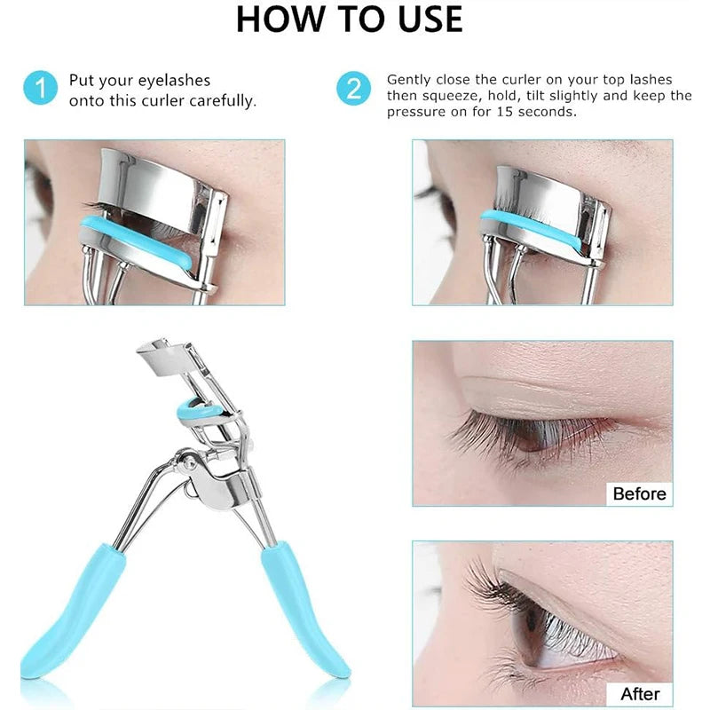 Pro Eyelash Curlers Make up Eye Curling Beauth Tool Cosmetic Clip with Comfort Grip (Pink, Blue) Creates Eye-Opening & Lifted La