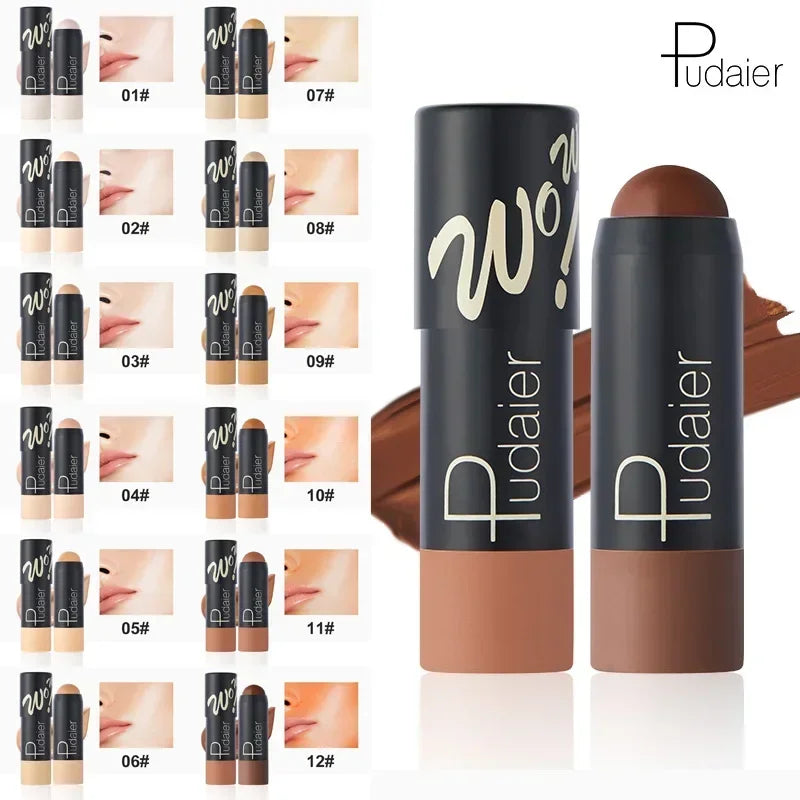 12 Color Matte Foundation Stick Lightweight Makeup Breathable Foundation Cream for Dark Skin Lasting Oil Control Base Make Up