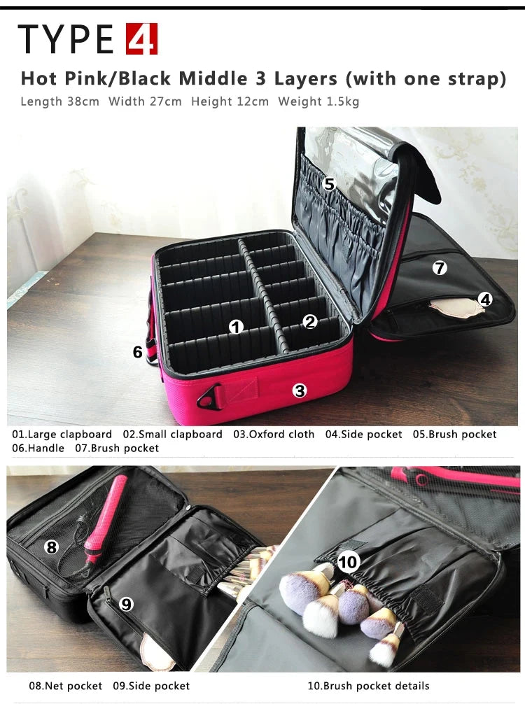 High Quality Make Up Bag Professional Makeup Case Makeup Organizer Bolso Mujer Cosmetic Case Large Capacity Storage Bag