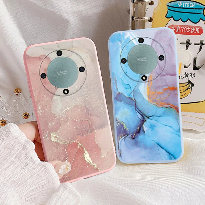 Marble Pattern Case For Honor X9a Magic5 Lite 5G Protective Cover Case Pink Silicon Soft Funda For Honor X9 a Magic 5 Lite Capa