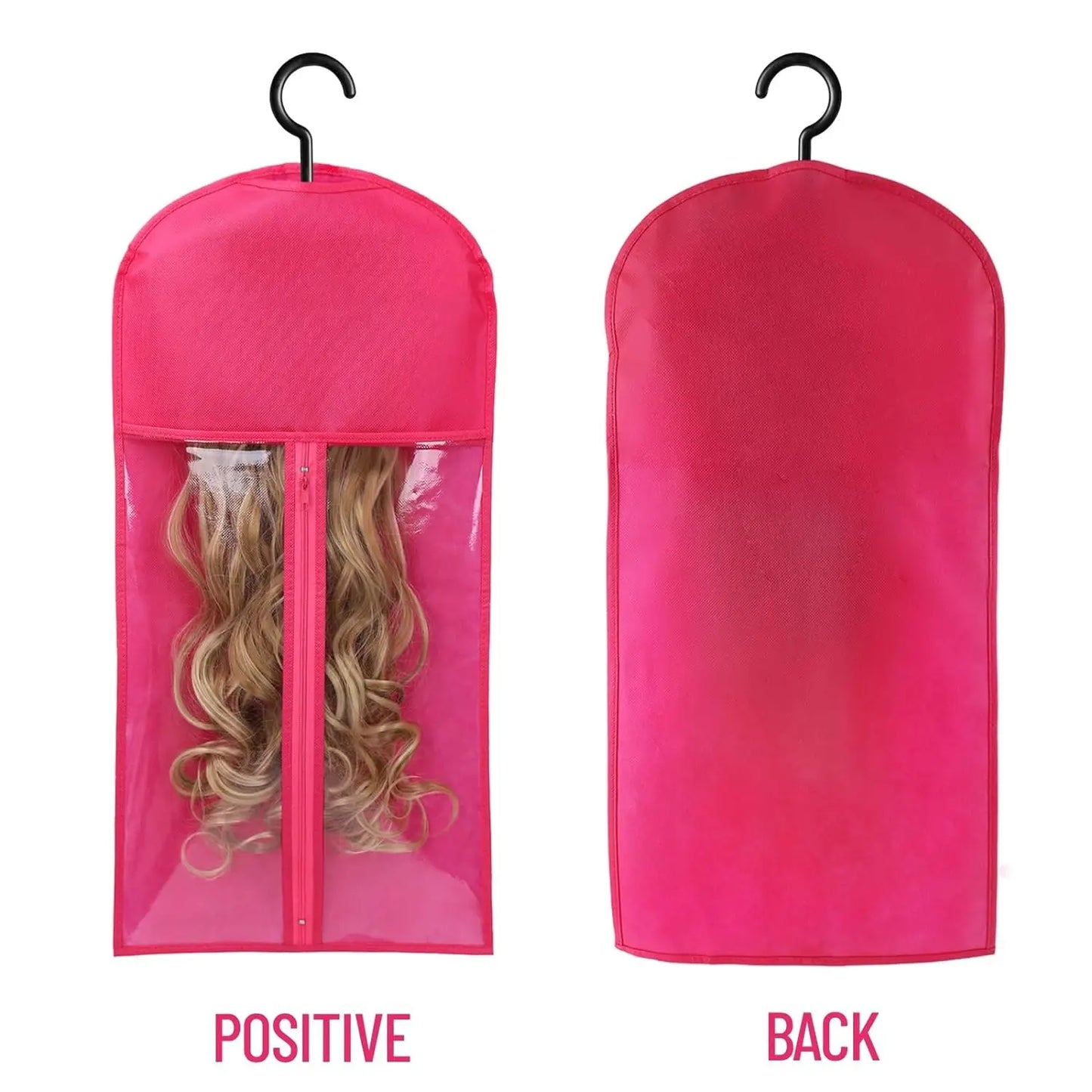 10pcs Long Hair Extensions Storage Bag Non-Woven Dust Proof Wigs Carrier Bags With Plastic Hanger For Home Organizer