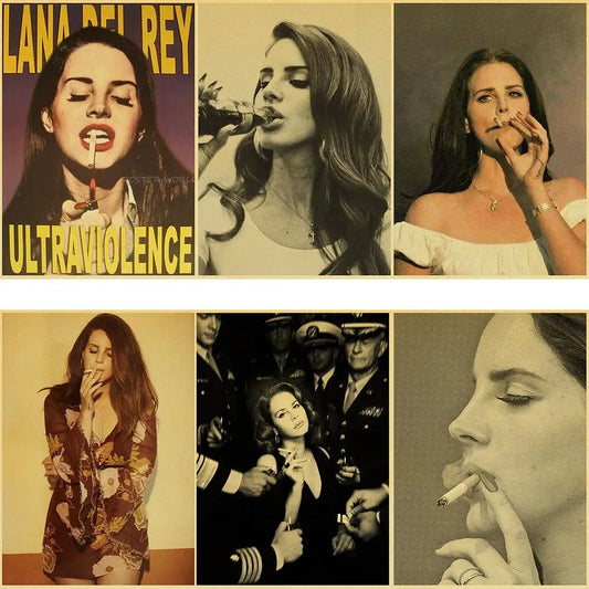 Lizzy Grant Lana Del Rey Posters Retro Kraft Paper Prints Music Album Poster Vintage Home Room Decor Aesthetic Art Wall Painting