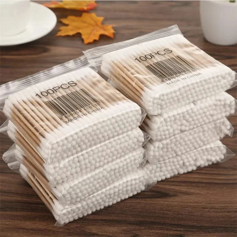 100pcs Per Pack, 5 Packs, Double-ended Cotton Swabs, Baby Cotton Swabs, Ear Cleaning Sticks, Healthy Cleaning Tools