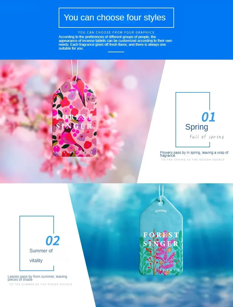 Air Freshener Four Seasons Car Perfume Long-lasting Aromatherapy Fragrance Piece Pendant  Aromatizador De Ambiente 1/3/4/8PCS