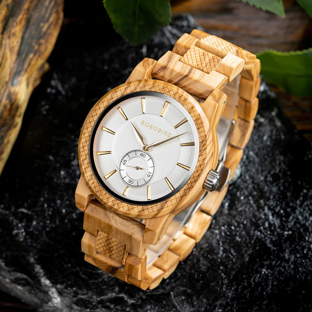 BOBOBIRD Wooden Watch Top Fashion Casual Clock Quartz Wristwatch Engraved Custom Logo Man Watches best man Gift Wood Box