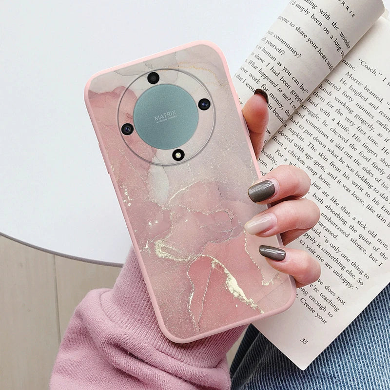 Marble Pattern Case For Honor X9a Magic5 Lite 5G Protective Cover Case Pink Silicon Soft Funda For Honor X9 a Magic 5 Lite Capa