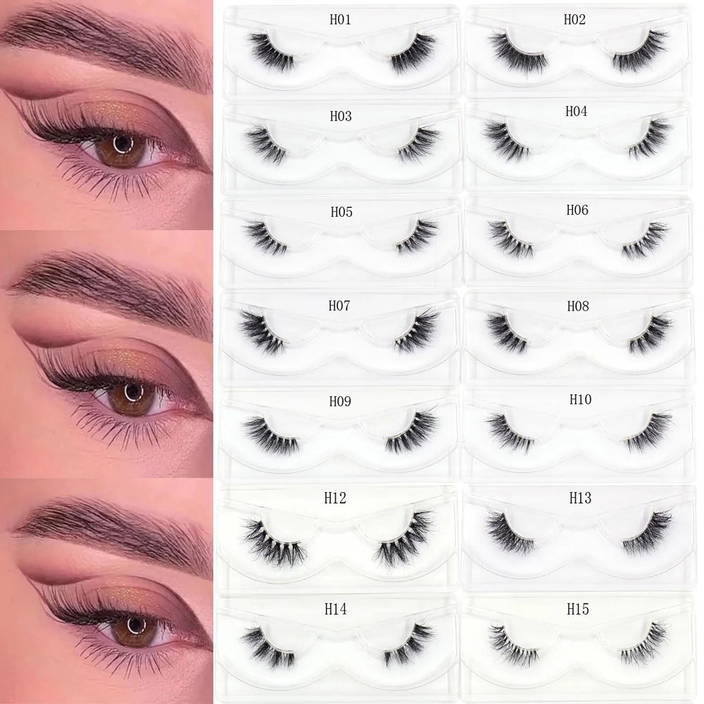 Maquillaje Mink Lashes 3D Half False Eyelash Make Up Lashes Extension Natural short False Cils Clear Band Hand Made Lashes H03