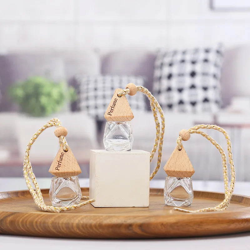 1PC spot 8ml rhombic car perfume pendant  mounted square fragrance bottle container hanging