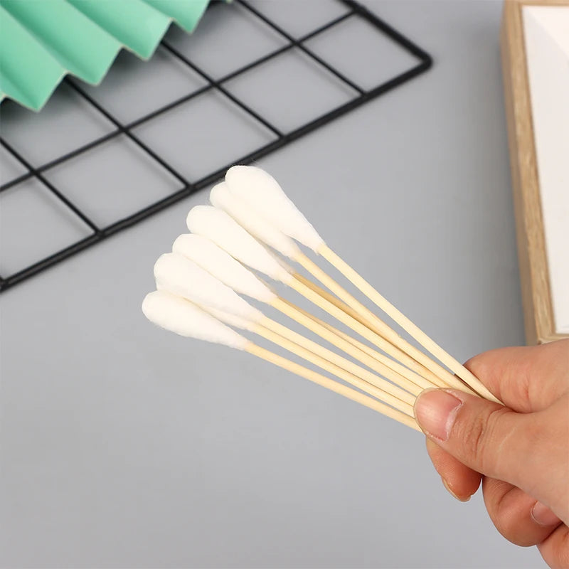 20/100Pcs Singel/Double Head Sterile Cotton Swabs Women Makeup Cotton Buds Wood Sticks Nose Ears Cleaning