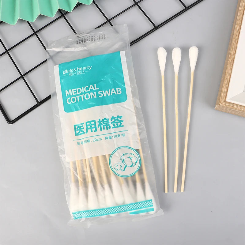 20/100Pcs Singel/Double Head Sterile Cotton Swabs Women Makeup Cotton Buds Wood Sticks Nose Ears Cleaning