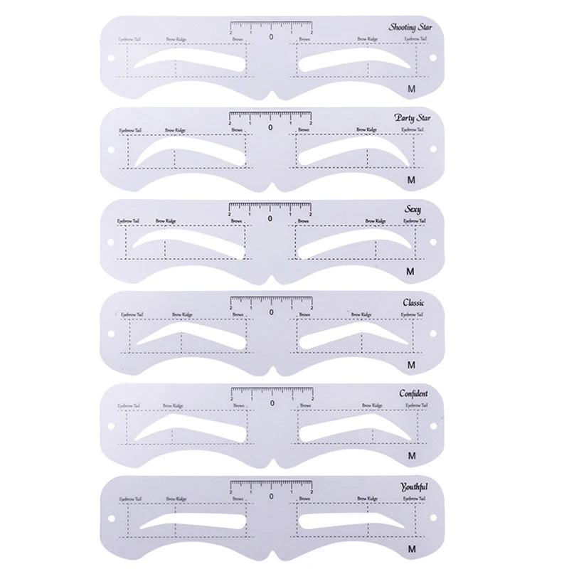 6 Style Fixable Eyebrow Stencil Grooming Shaper Template Reusable Stickers Make Up Tools For Eye Brow Stamp Cosmetic