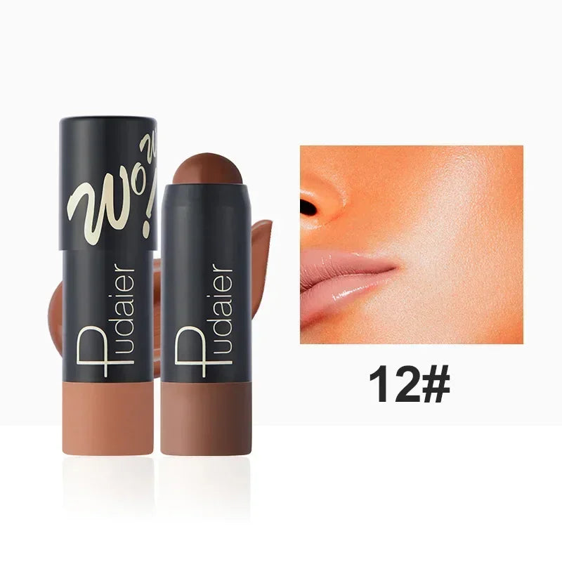 12 Color Matte Foundation Stick Lightweight Makeup Breathable Foundation Cream for Dark Skin Lasting Oil Control Base Make Up